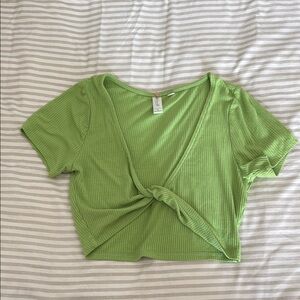 PacSun Green Crop Tie Front T-Shirt
